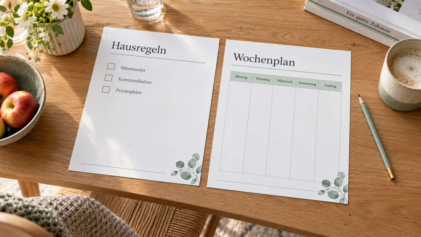 Vorschau der Informationsmappe: Hausregeln und Wochenplan für Au Pair und Gastfamilie