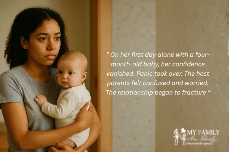 A nervous au pair with a baby