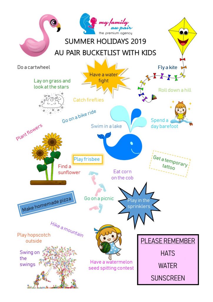 A bucketlist of stuff au pairs should do with kids this summer :)
